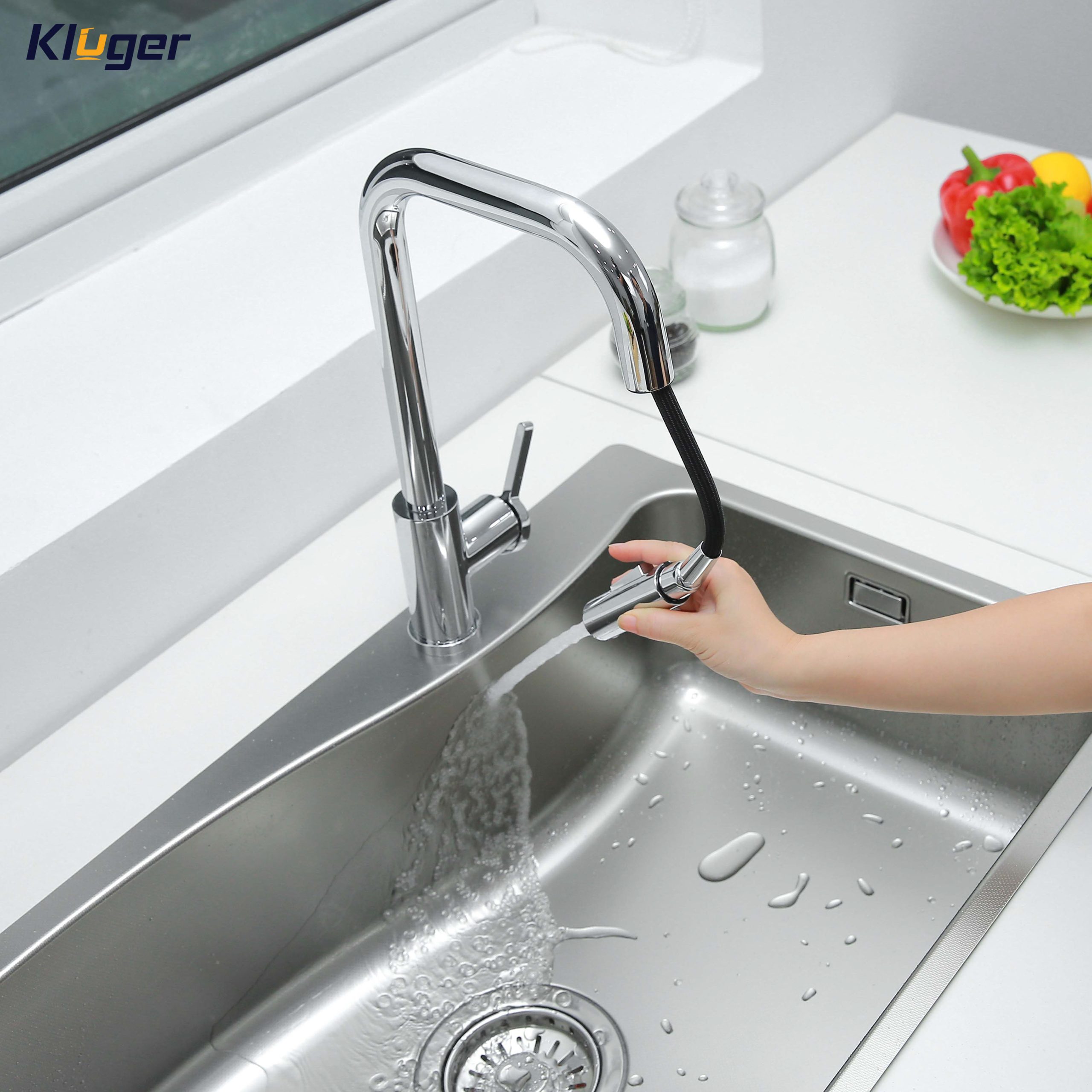 Vòi chậu bếp nóng lạnh dây rút LEO KLUGER KLF0011C - 3