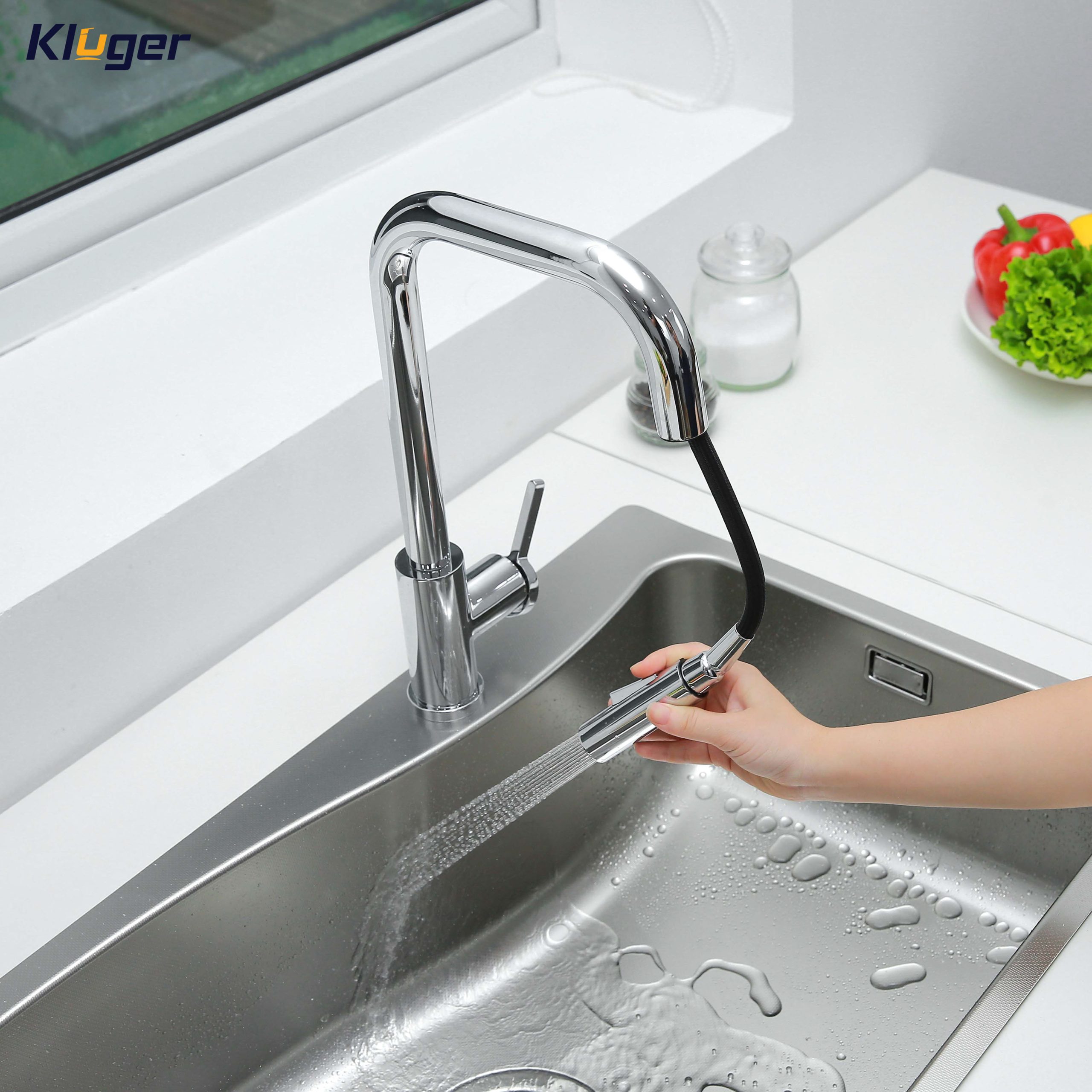 Vòi chậu bếp nóng lạnh dây rút LEO KLUGER KLF0011C - 5