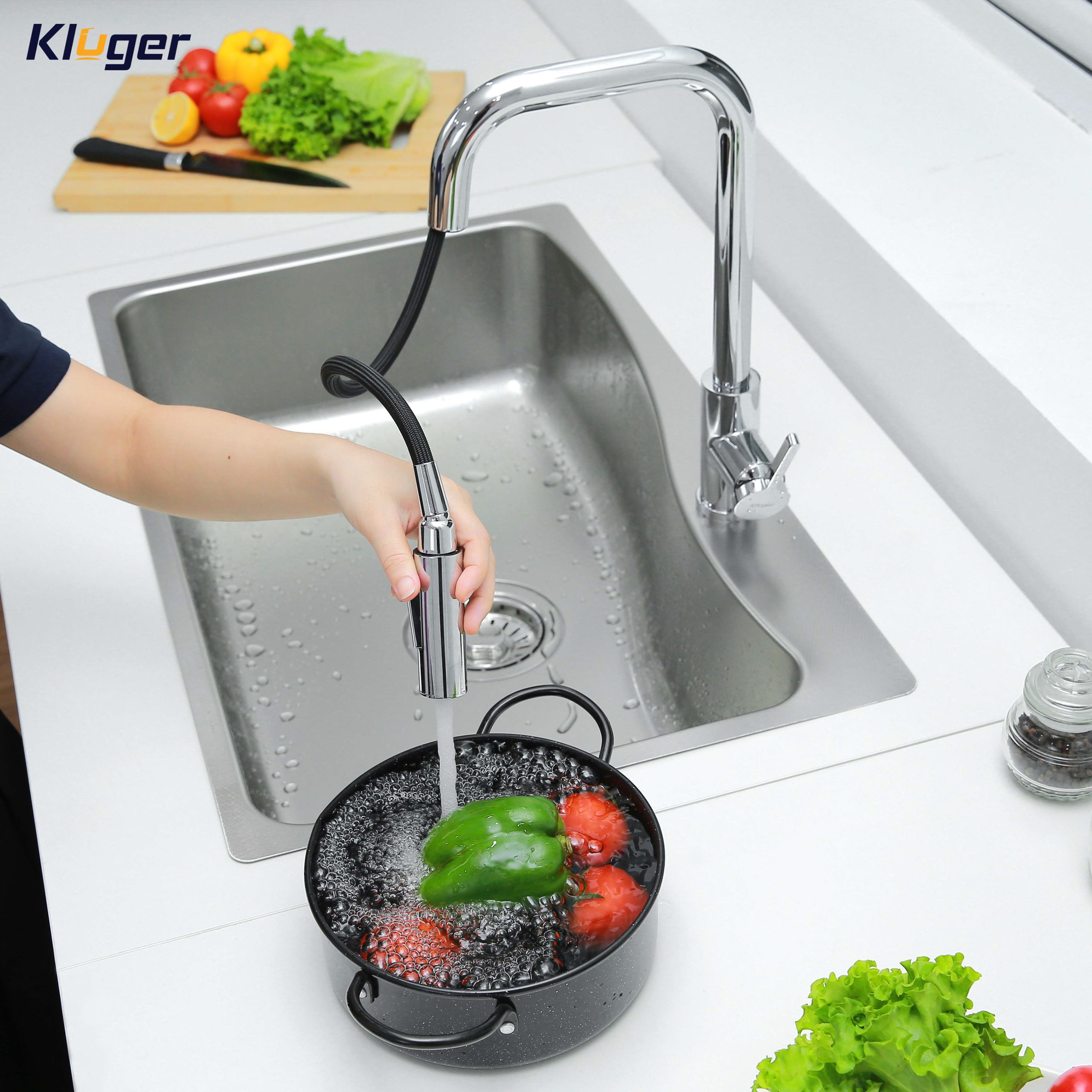 Vòi chậu bếp nóng lạnh dây rút LEO KLUGER KLF0011C - 6