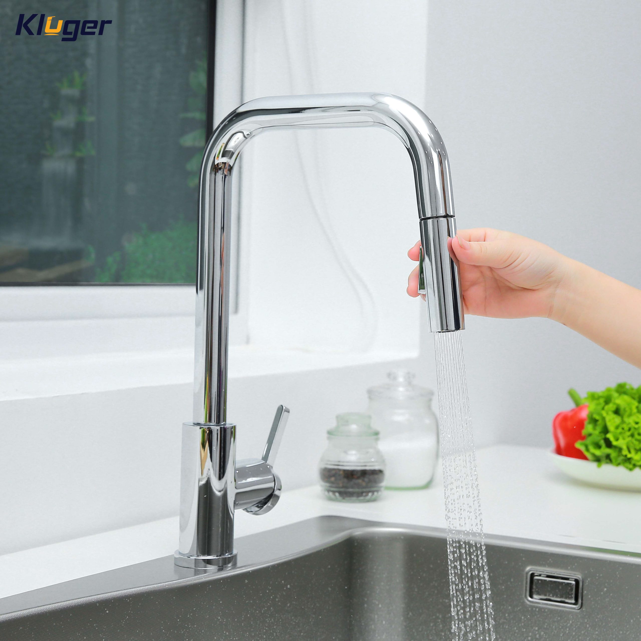 Vòi chậu bếp nóng lạnh dây rút LEO KLUGER KLF0011C - 8