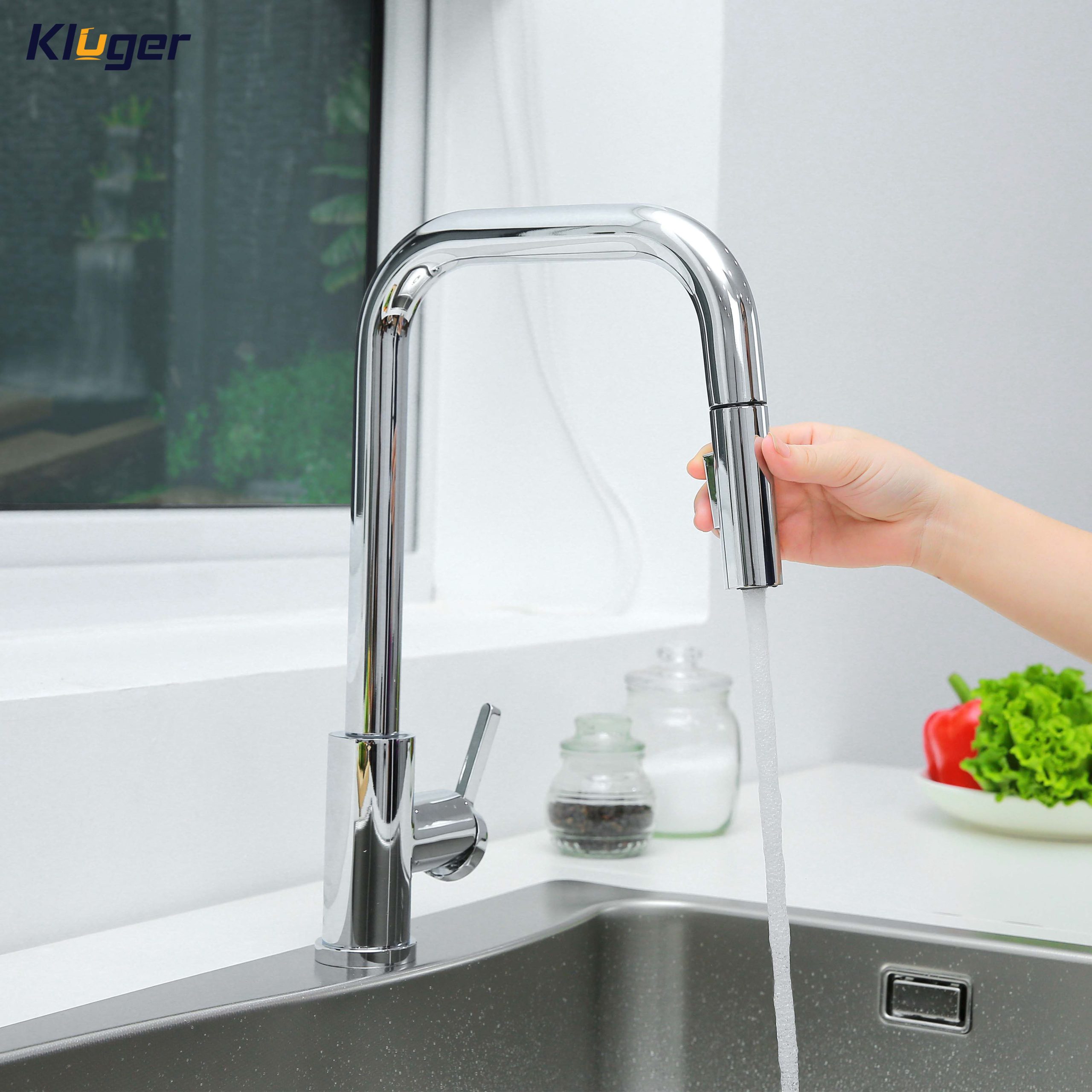 Vòi chậu bếp nóng lạnh dây rút LEO KLUGER KLF0011C - 9