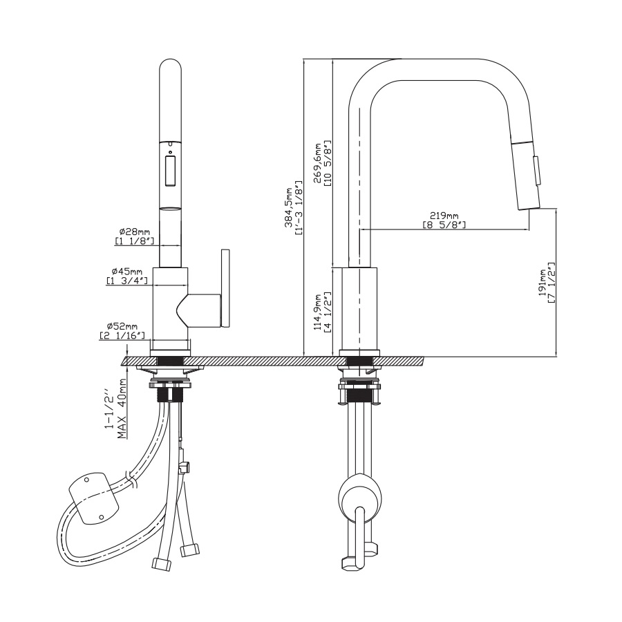 Vòi chậu bếp nóng lạnh dây rút LEO KLUGER KLF0011C - 13