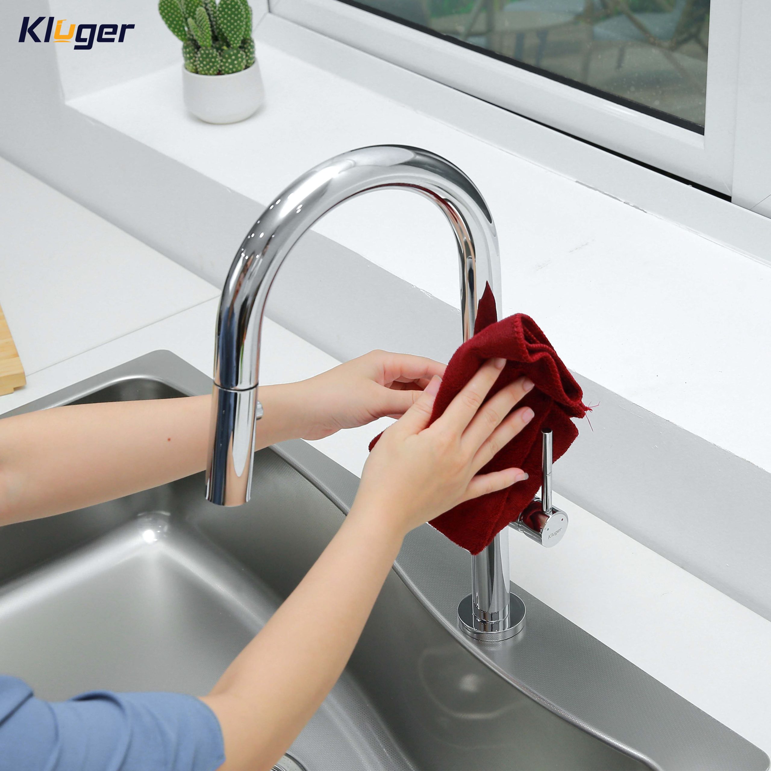 Vòi chậu bếp nóng lạnh dây rút JADE KLUGER KLF0010B (KLF0010C) - 9