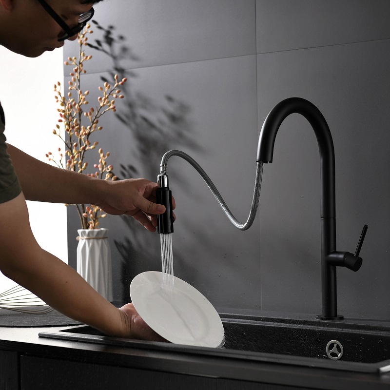 Vòi chậu bếp nóng lạnh dây rút JADE KLUGER KLF0010B (KLF0010C) - 13
