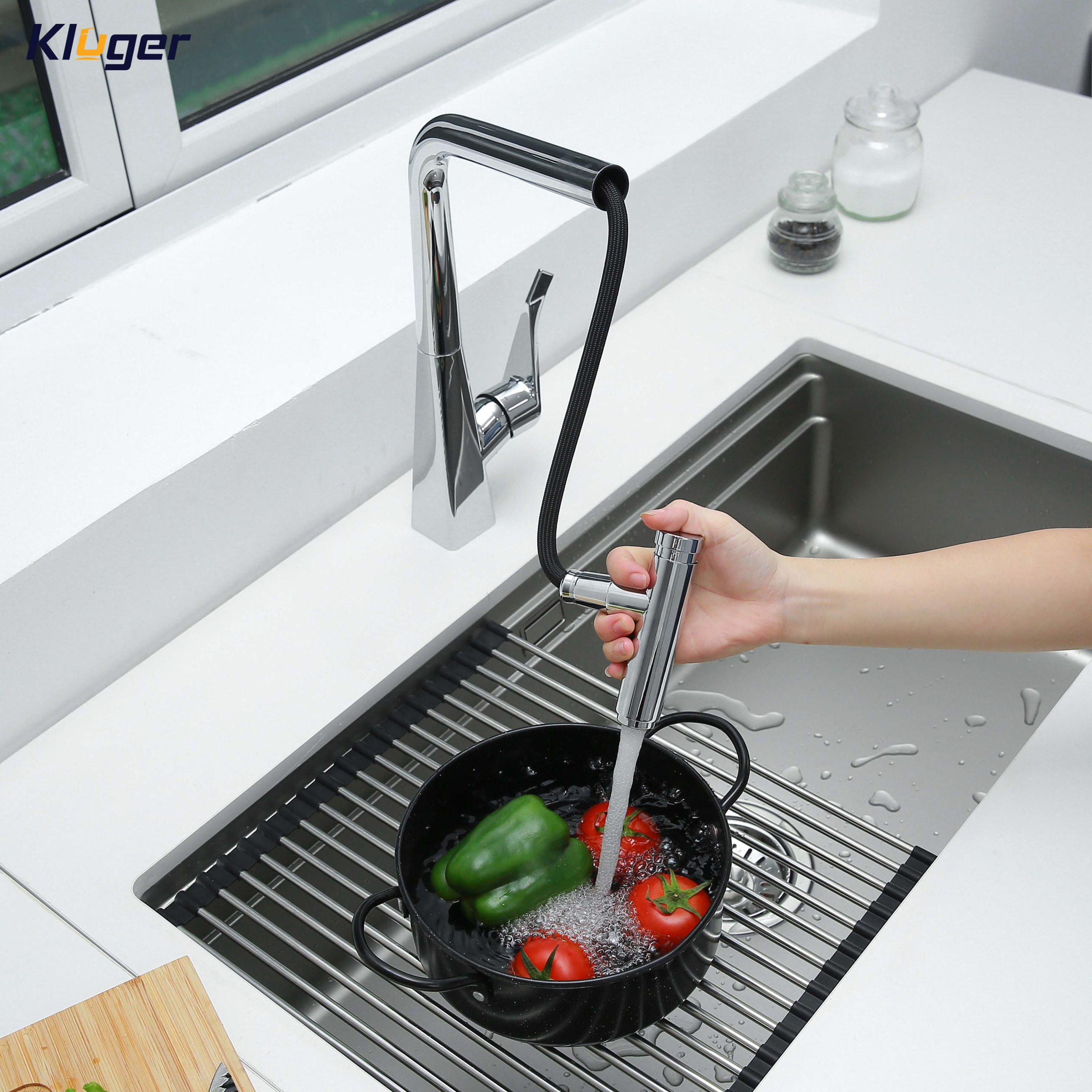 Vòi chậu bếp nóng lạnh dây rút GRACE Kluger KLF0016B (KLF0016C) - 6
