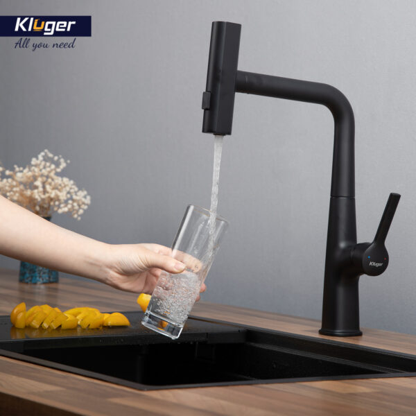 Vòi bếp nóng lạnh dây rút RAIN KLUGER KLF0018B / KLF0018S - 15