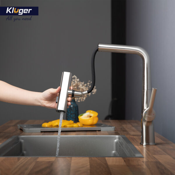 Vòi bếp nóng lạnh dây rút RAIN KLUGER KLF0018B / KLF0018S - 18