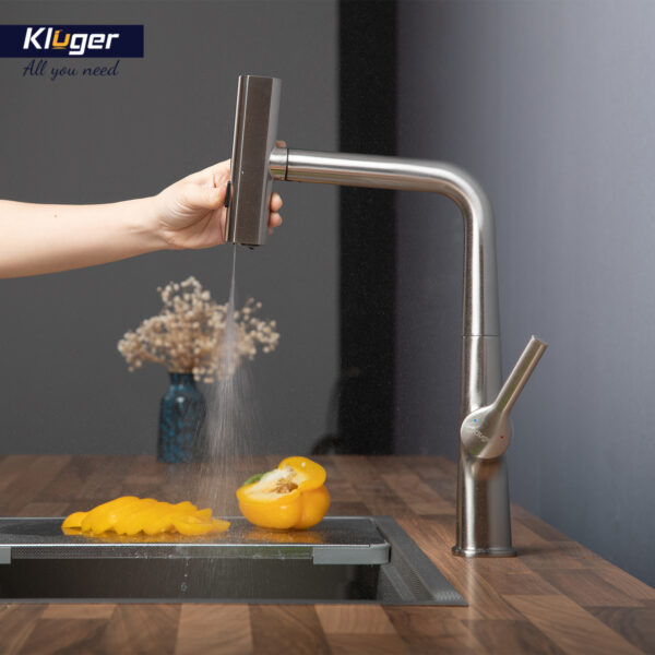 Vòi bếp nóng lạnh dây rút RAIN KLUGER KLF0018B / KLF0018S - 19