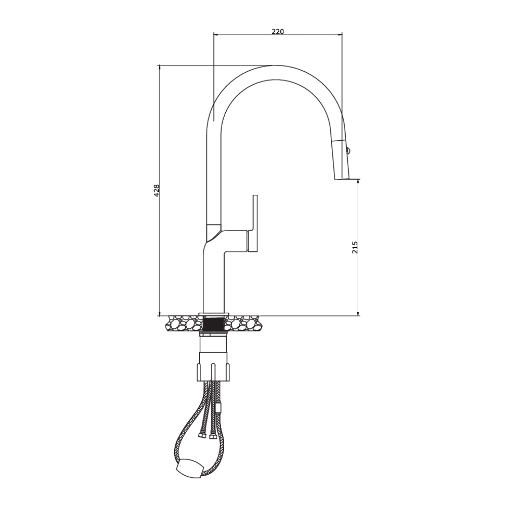 Vòi chậu bếp nóng lạnh dây rút SMOOTH KLUGER KLF0020S - 2