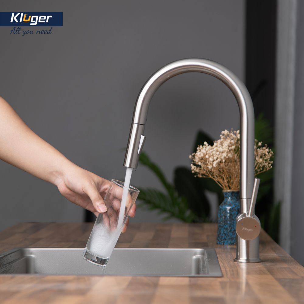 Vòi chậu bếp nóng lạnh dây rút RENE KLUGER KLF0008SS / KLF0008SC / KLF0008SB - 8