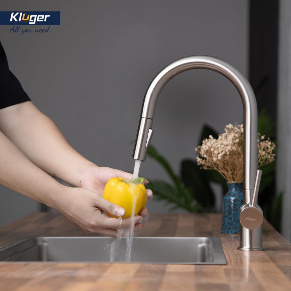 Vòi chậu bếp nóng lạnh dây rút RENE KLUGER KLF0008SS / KLF0008SC / KLF0008SB - 9