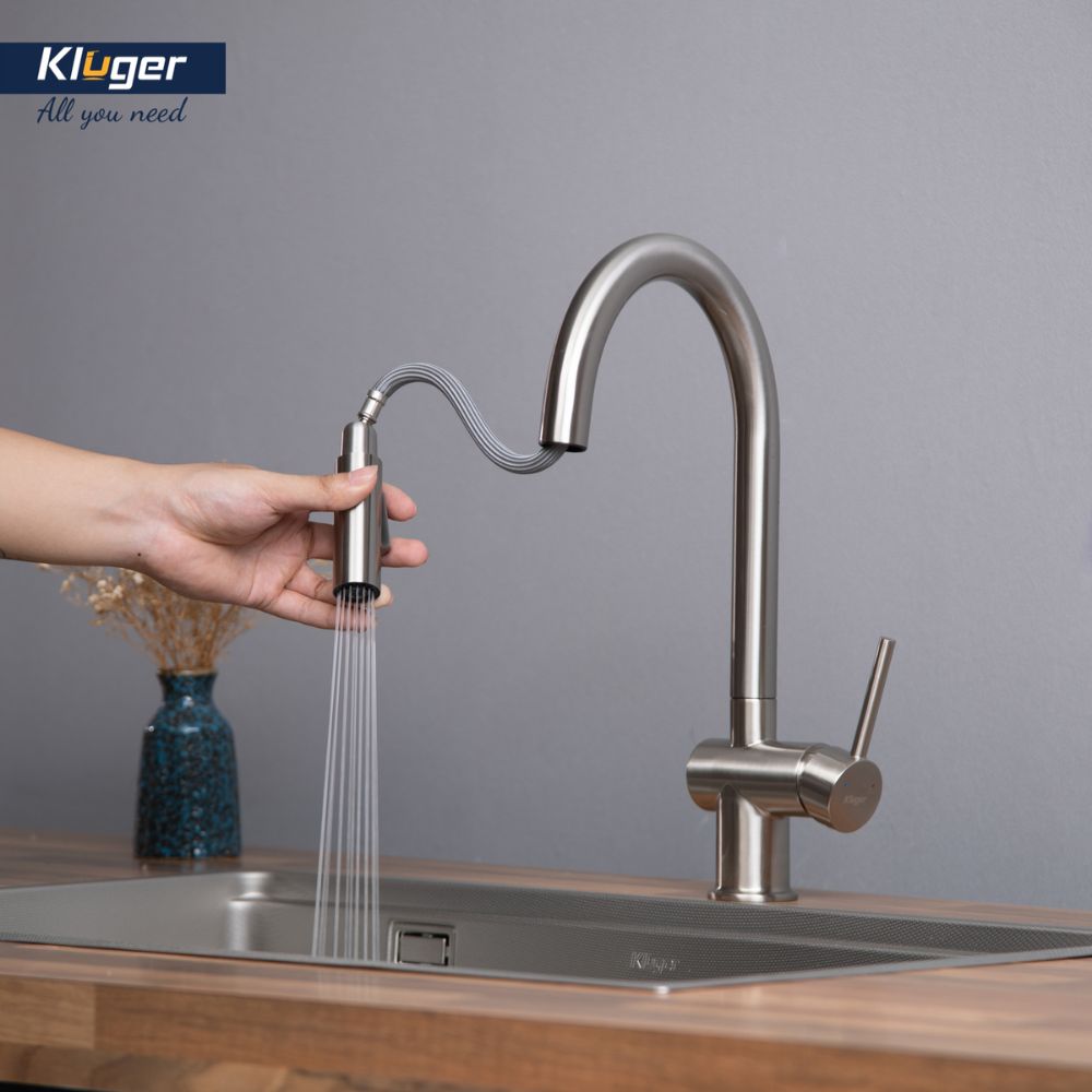 Vòi chậu bếp nóng lạnh dây rút RENE KLUGER KLF0008SS / KLF0008SC / KLF0008SB - 11