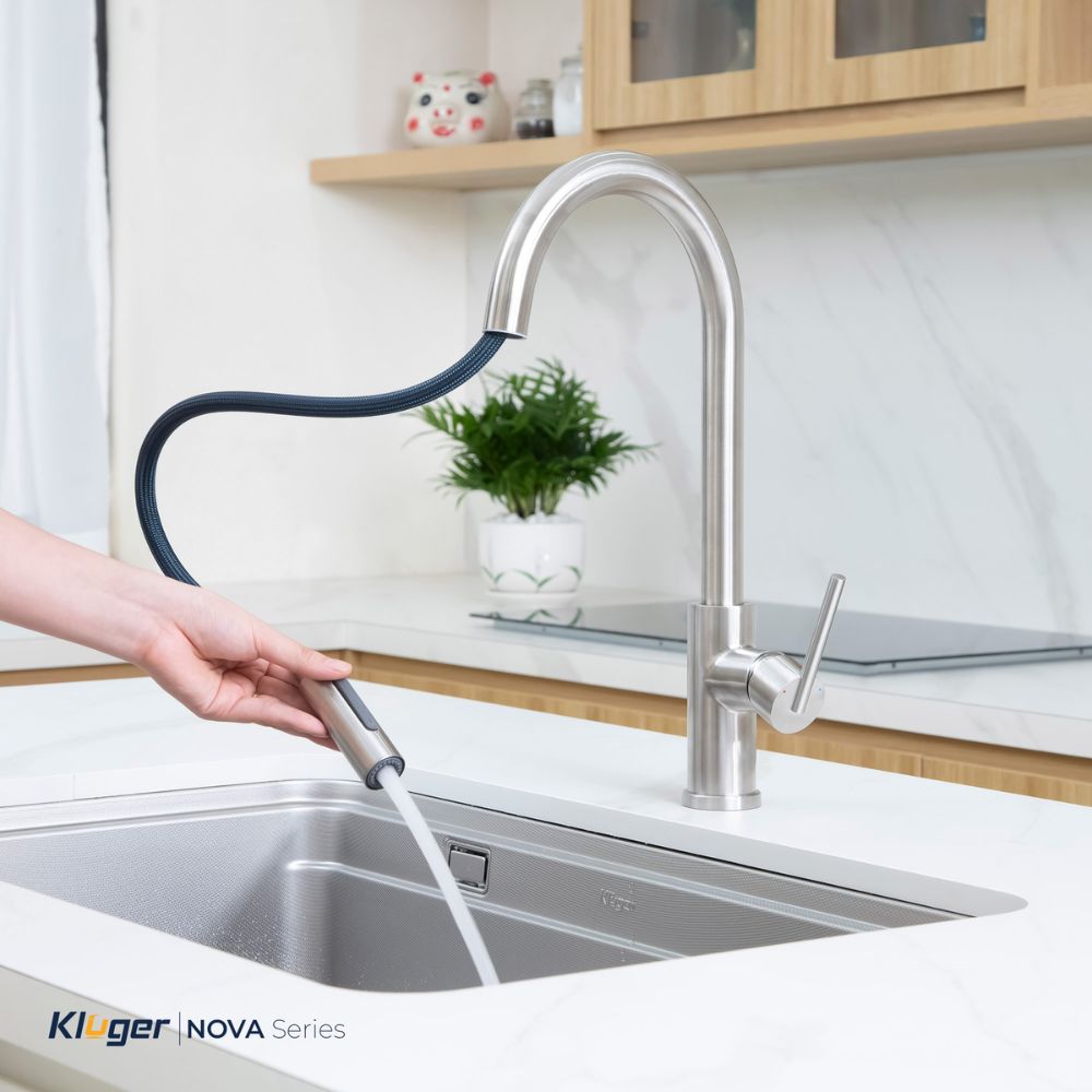 Vòi chậu bếp nóng lạnh dây rút NOVA KLUGER KLF0030S - 8
