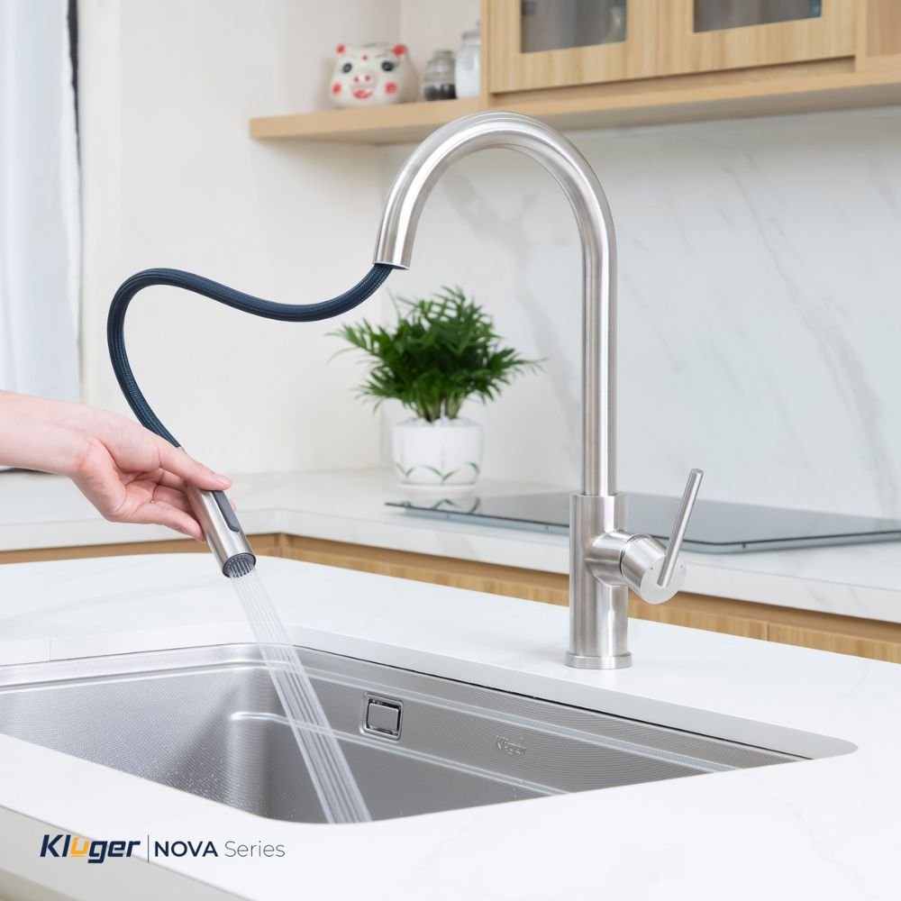 Vòi chậu bếp nóng lạnh dây rút NOVA KLUGER KLF0030S - 9