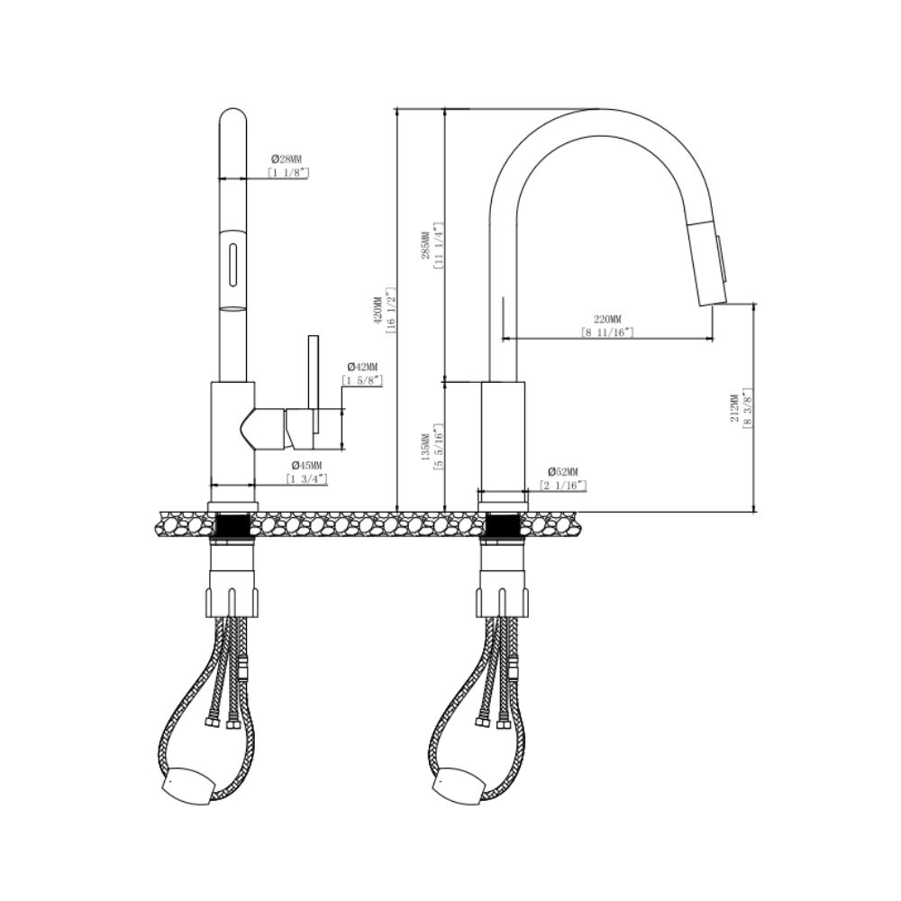 Vòi chậu bếp nóng lạnh dây rút NOVA KLUGER KLF0030S - 12