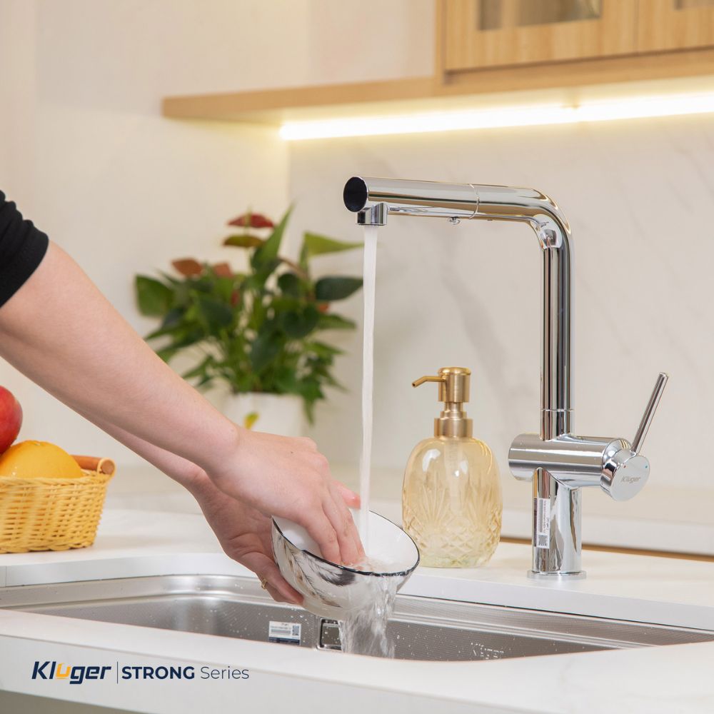Vòi chậu bếp nóng lạnh dây rút STRONG KLUGER KLF0034C - 6