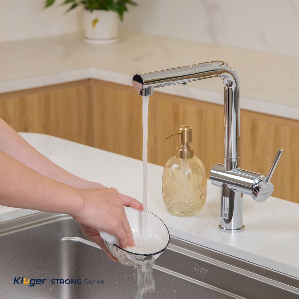 Vòi chậu bếp nóng lạnh dây rút STRONG KLUGER KLF0034C - 10