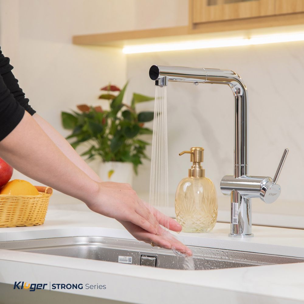 Vòi chậu bếp nóng lạnh dây rút STRONG KLUGER KLF0034C - 11