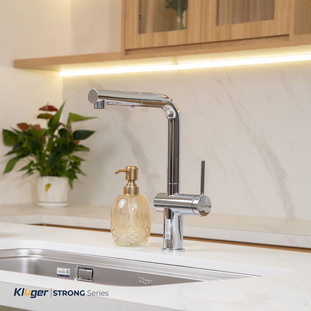 Vòi chậu bếp nóng lạnh dây rút STRONG KLUGER KLF0034C - 12
