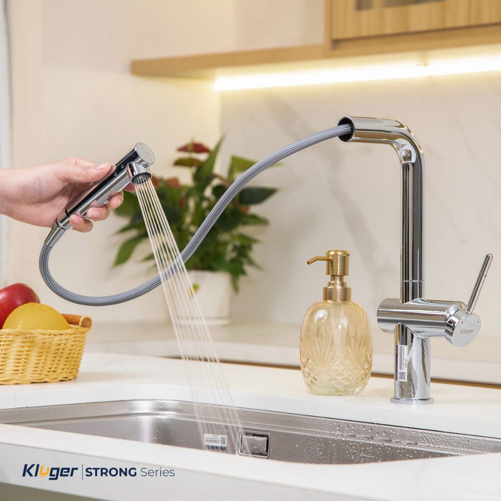 Vòi chậu bếp nóng lạnh dây rút STRONG KLUGER KLF0034C - 14