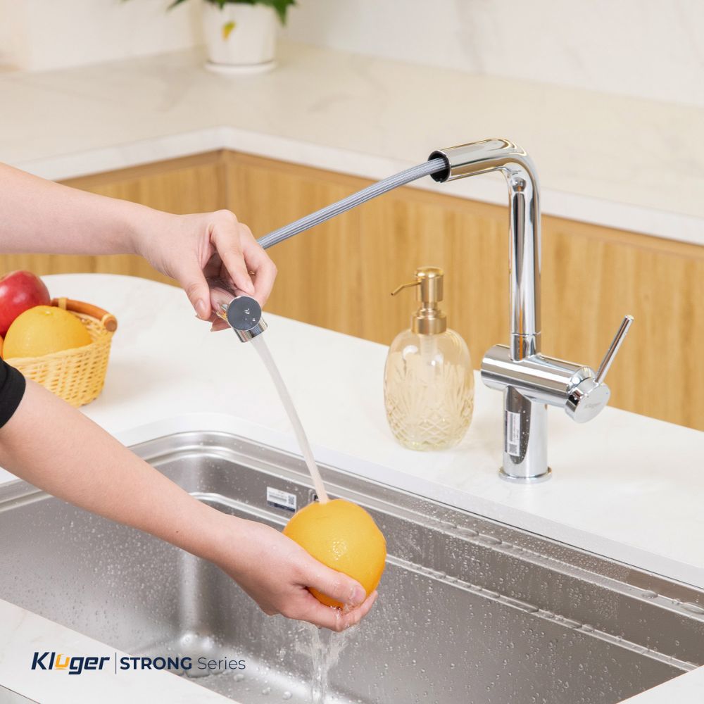 Vòi chậu bếp nóng lạnh dây rút STRONG KLUGER KLF0034C - 15