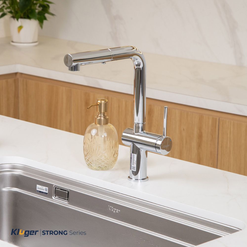 Vòi chậu bếp nóng lạnh dây rút STRONG KLUGER KLF0034C - 18
