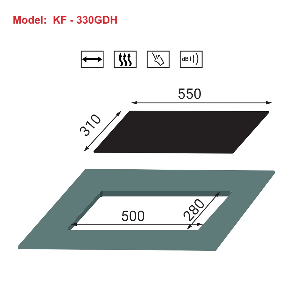 Bếp gas đôi âm domino KAFF KF-330GDH - 2