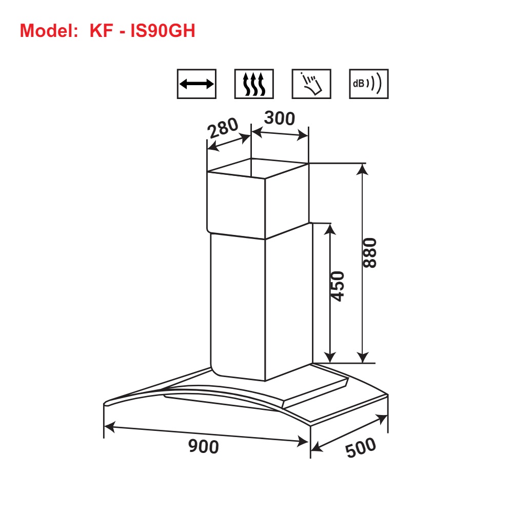 Máy hút mùi đảo kính cong treo độc lập KAFF KF-IS90GH - 2