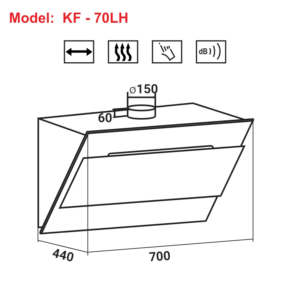 Máy hút mùi kính phẳng KAFF KF-70LH - 3
