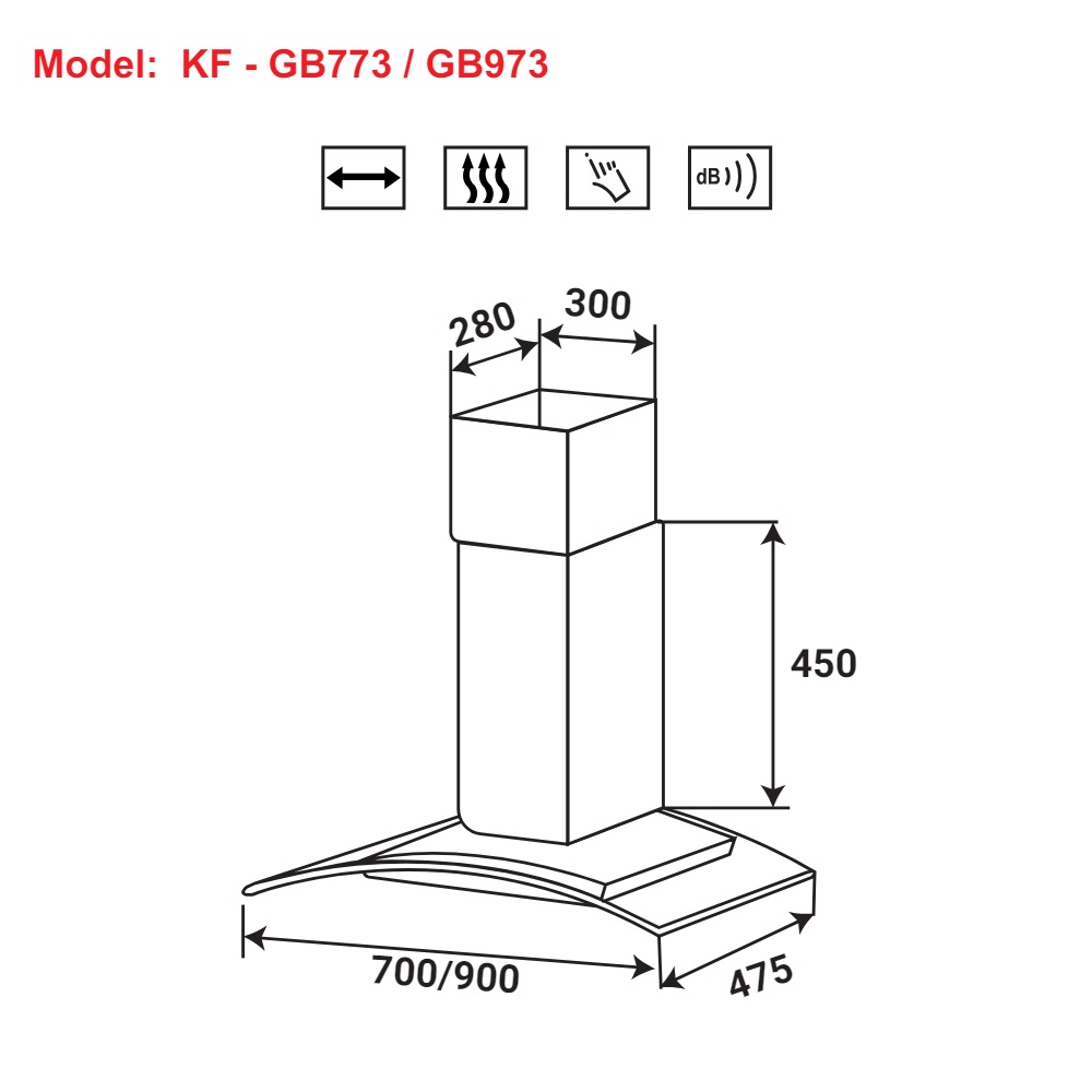 Máy hút mùi kính cong KAFF KF-GB773 / KF-GB973 - 2