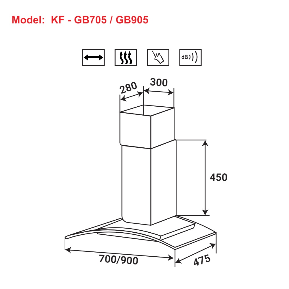 Máy hút mùi kính cong KAFF KF-GB705 / KF-GB905 - 2