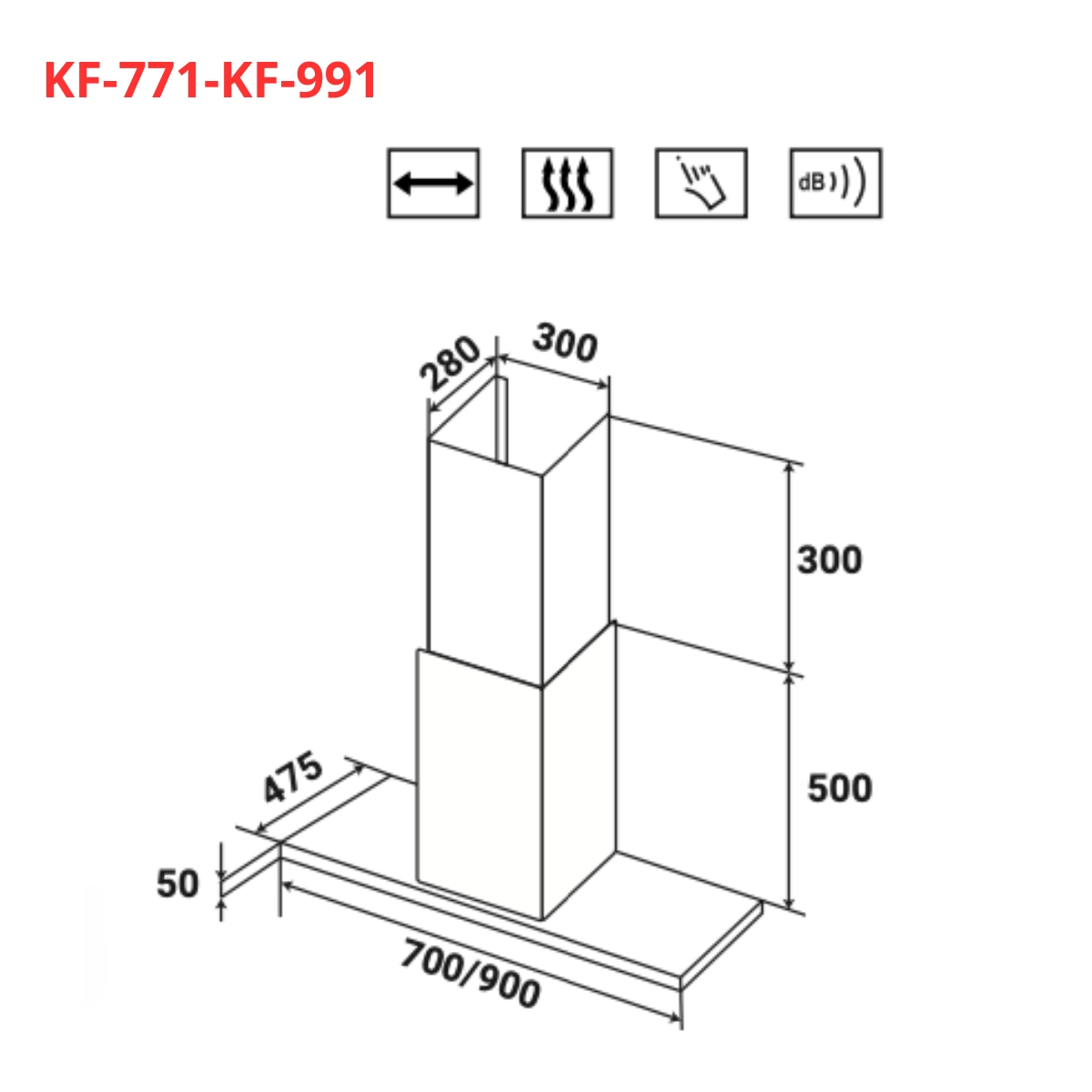 Máy hút mùi kính toa KAFF KF-771 / KF-991 - 2