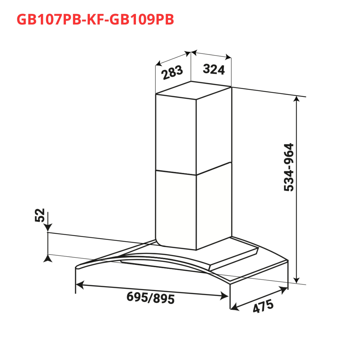 Máy hút mùi kính cong KAFF KF-GB107PB / KF-GB109PB - 2