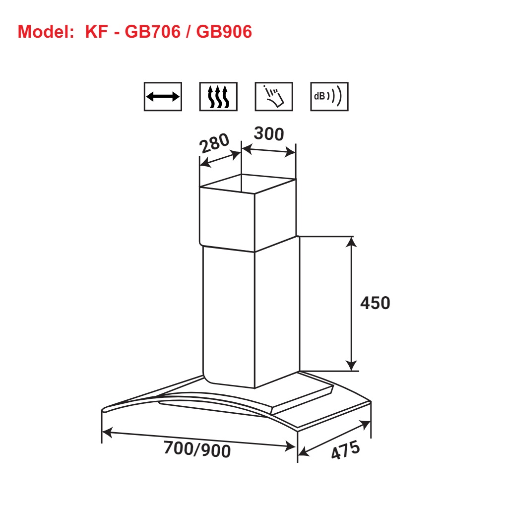 Máy hút mùi kính cong KAFF KF-GB706 / KF-GB906 - 2