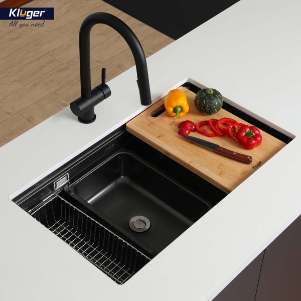 Chậu rửa nhỏ phụ Inox 304 Linen chống xước Kluger KSWB - 401FB - 3