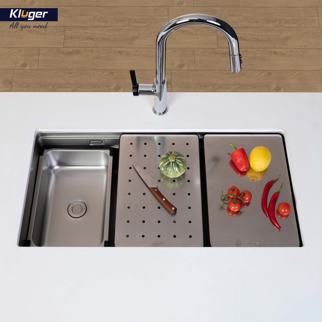 Chậu rửa nhỏ phụ Inox 304 Linen chống xước Kluger KSWB - 402FS - 5