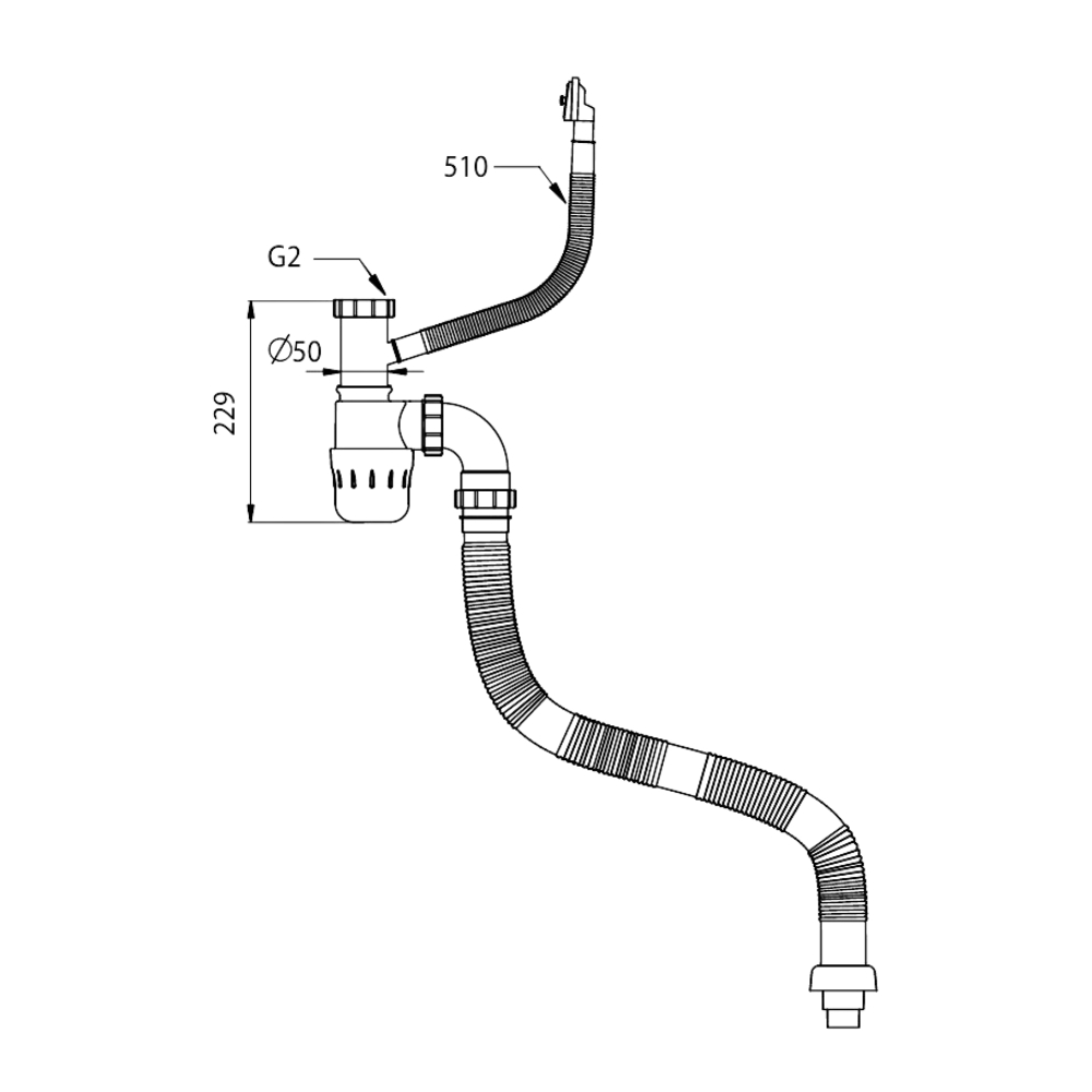 Siphon chậu rửa bát 1 hộc Kluger KSP - 301 - 2