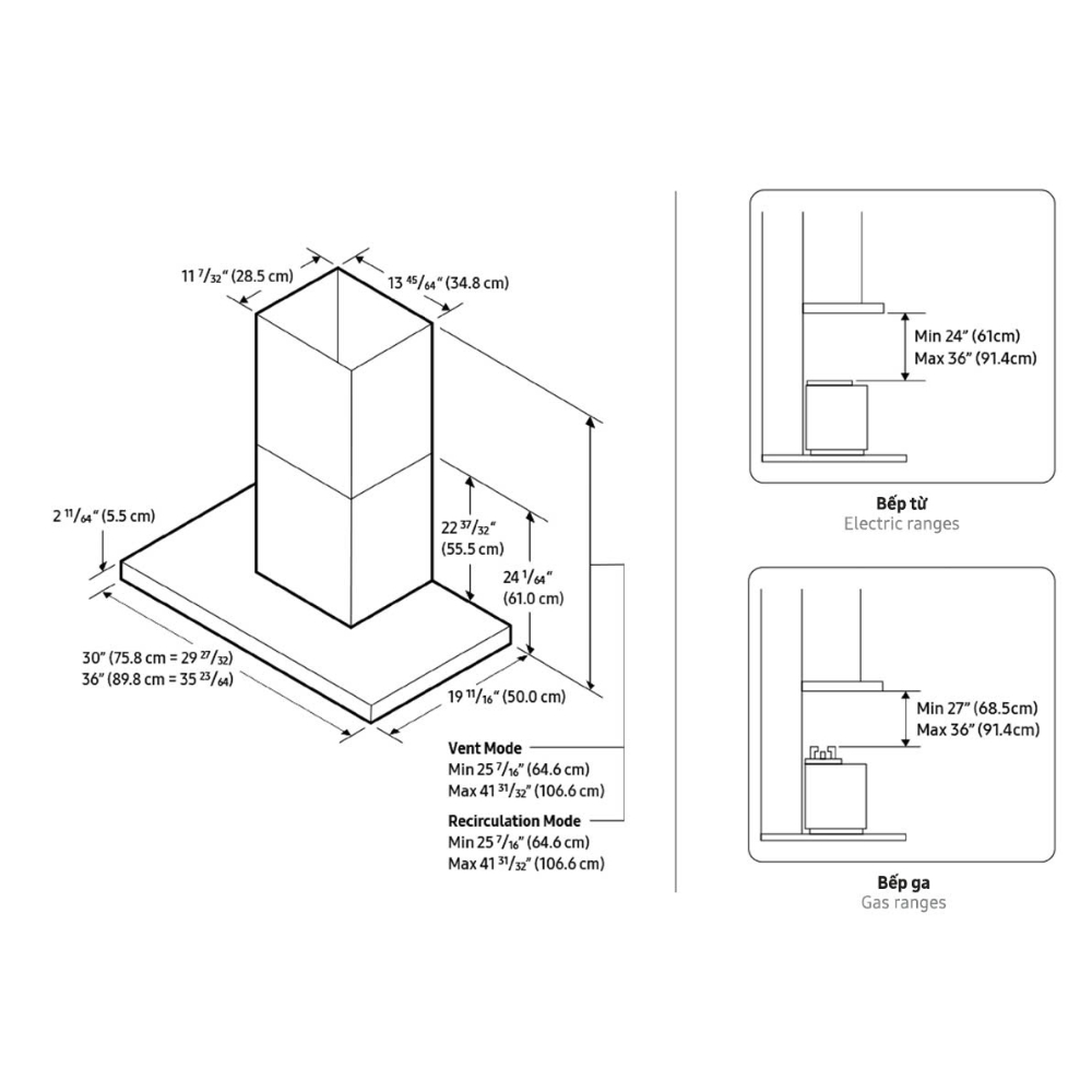Máy hút mùi áp tường Samsung Bespoke NK24C5070US/UR - 7