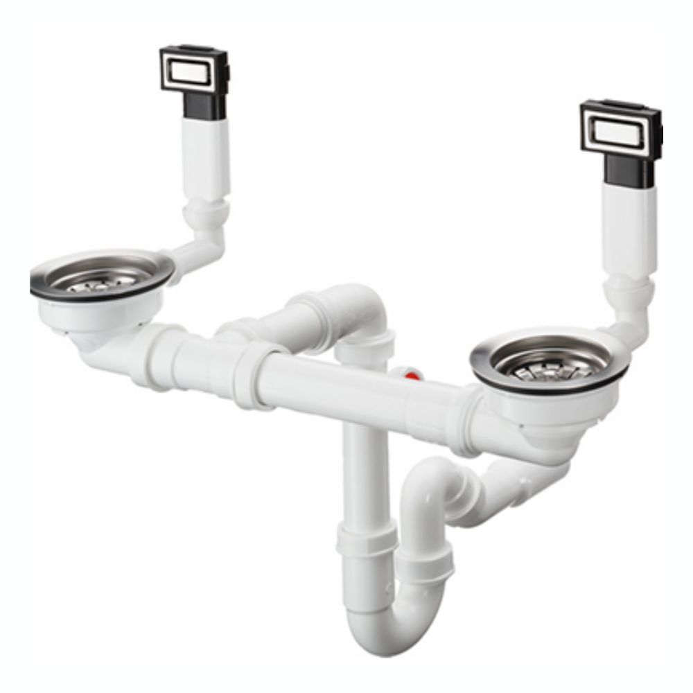 Bộ xả chậu rửa chén đôi Hansgrohe 43922009 2 lỗ thoát tràn D15-10