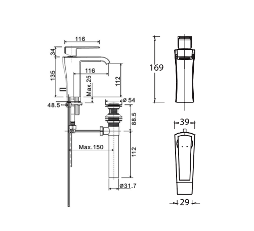 Vòi lavabo nóng lạnh American Standard WF-0601 (WF0601) Nobile