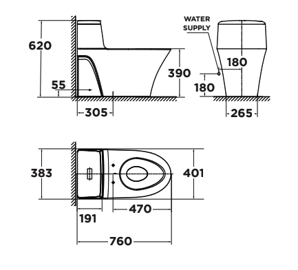 Bồn cầu 1 khối American Standard WP-2009 (WP2009) nắp êm dòng La Moda - 2