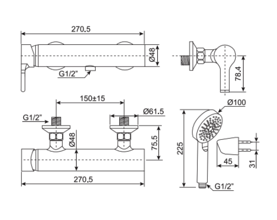 Vòi sen nóng lạnh American Standard WF-3912 (WF3912)