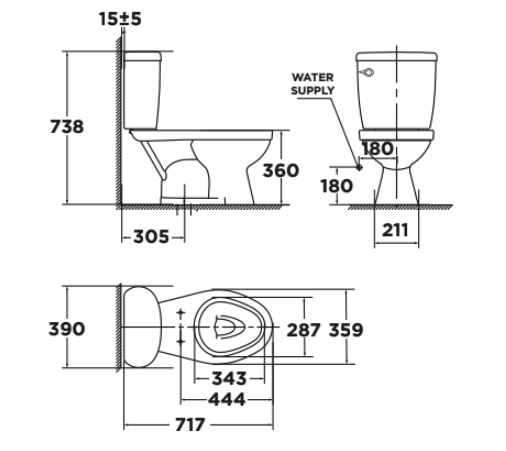 Bồn cầu 2 khối American Standard VF-2395SL (VF2395SL) nắp êm dòng Winston - 2