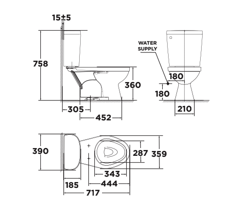 Bồn cầu 2 khối American Standard VF-2398S (VF2398S) nắp rửa cơ Slim - 2