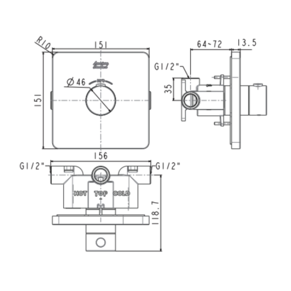 Bộ trộn nhiệt độ âm tường American Standard FFAS0930 - 3