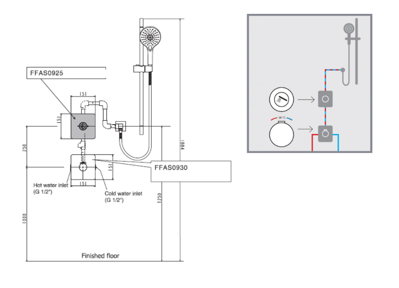 Bộ sen tắm âm tường 1 đường nước American Standard EasySET-ESSENTIAL - 3
