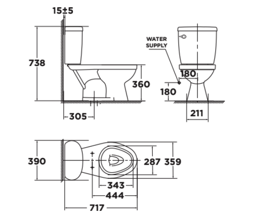 Bồn cầu 2 khối American Standard VF-2395 (VF2395) nắp thường dòng Winston - 2