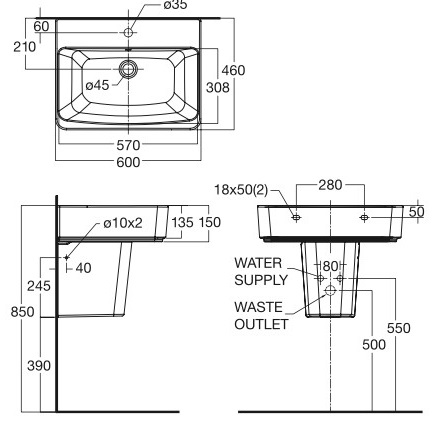 Lavabo treo tường American Standard 0507W-WT (0507WWT) Acacia Evolution