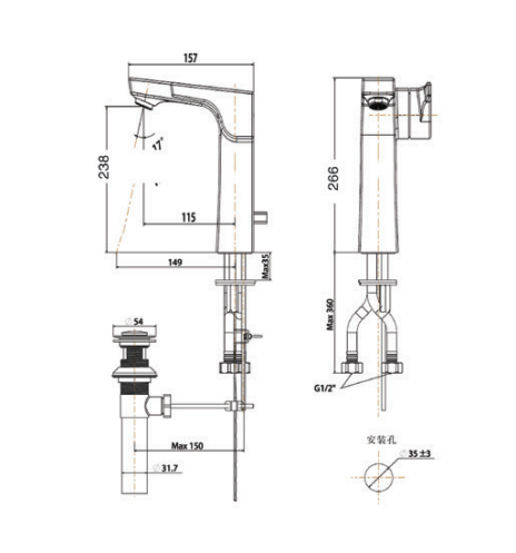 Vòi lavabo nóng lạnh American Standard WF-0802 (WF0802) La Moda
