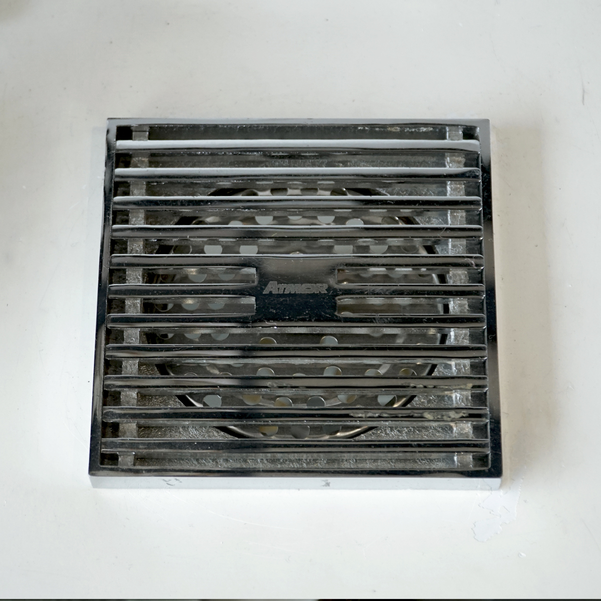 Phễu thoát sàn đồng mạ chrome 10x10cm ATMOR 8108 - 2